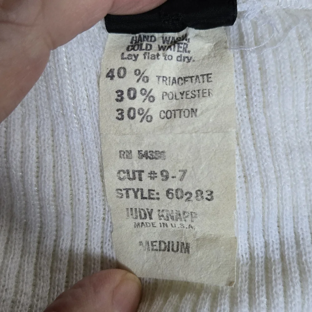 Judy Knapp beautiful white sparkling knit sweater skirts szM/S - Picture 5 of 5